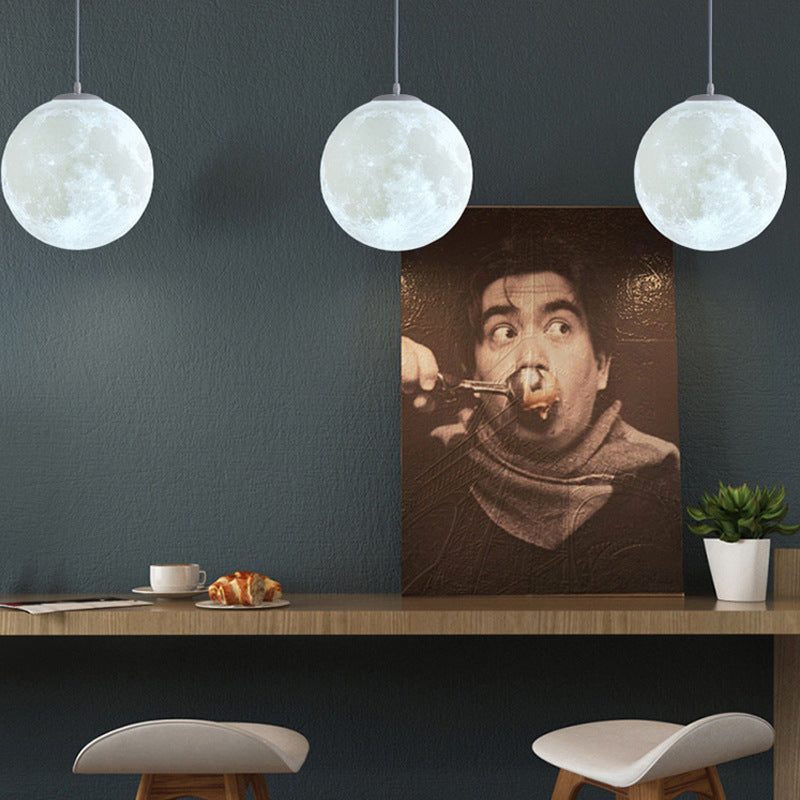 3D Moon LED Pendant Light / White / 40cm