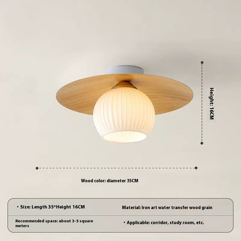 5W Chinese-Style Entrance Ceiling Light / White Log / 5W Neutral Light Bulb