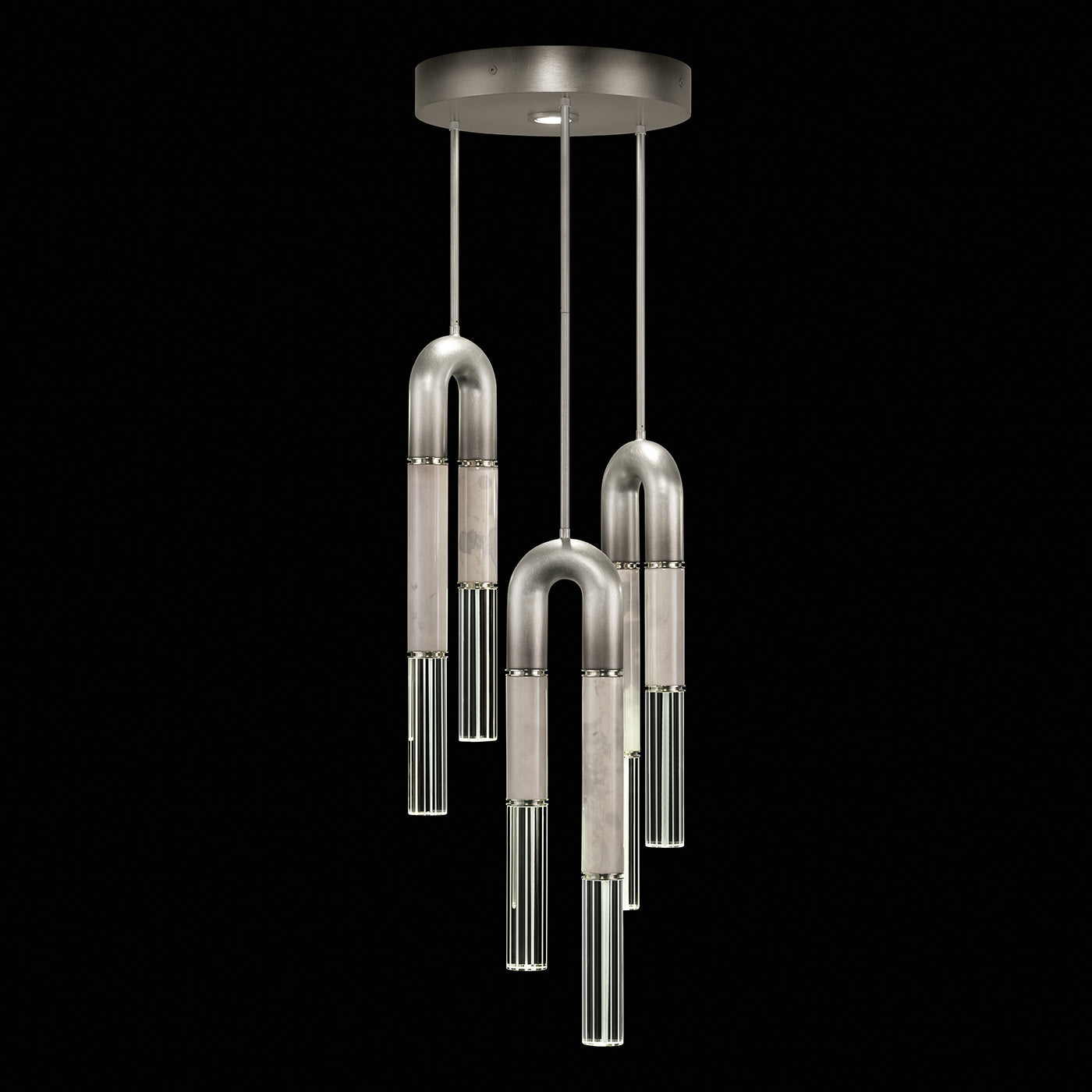 16-Inch Triple-Drop Round Pendant Light / Ombre Bronze/Smoke / Brass