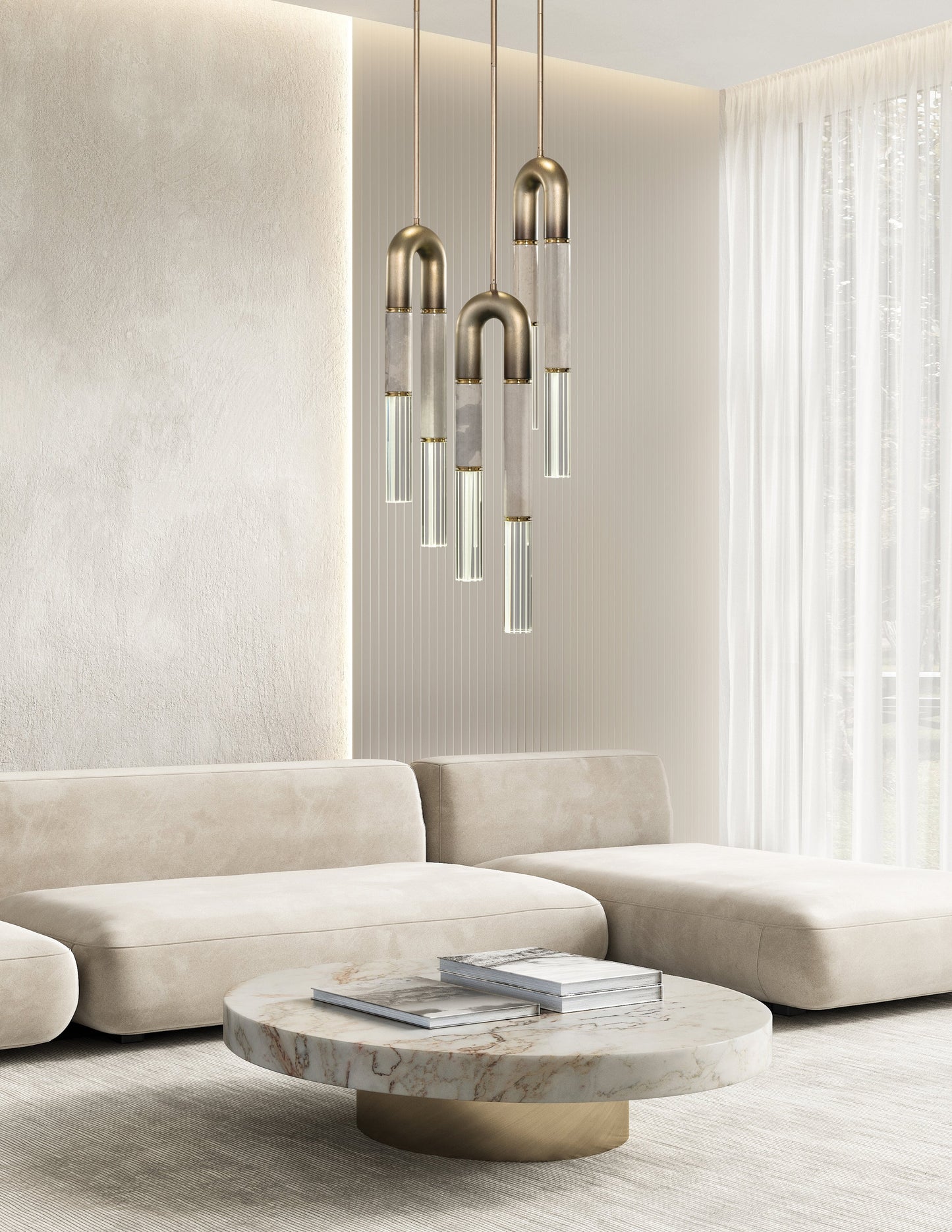 16-Inch Triple-Drop Round Pendant Light / Ombre Bronze/Charcoal / Nickel