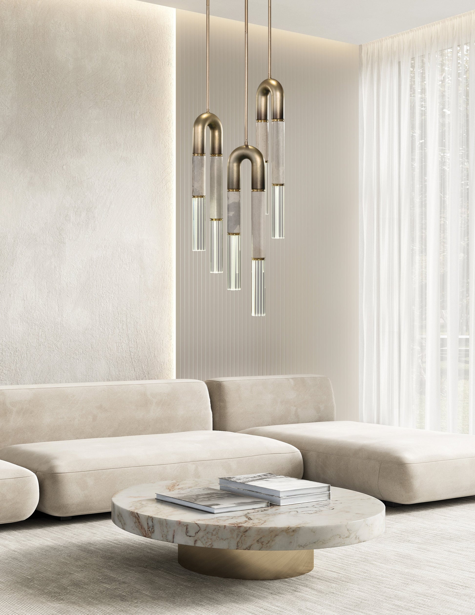16-Inch Triple-Drop Round Pendant Light / Ombre Bronze/Charcoal / Nickel