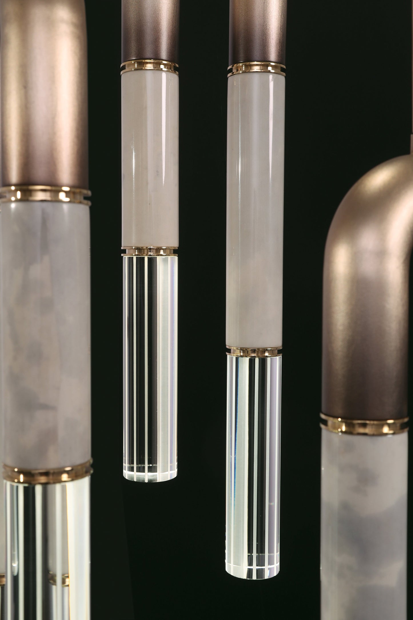 16-Inch Triple-Drop Round Pendant Light / Ombre Bronze/No Skin / Brass