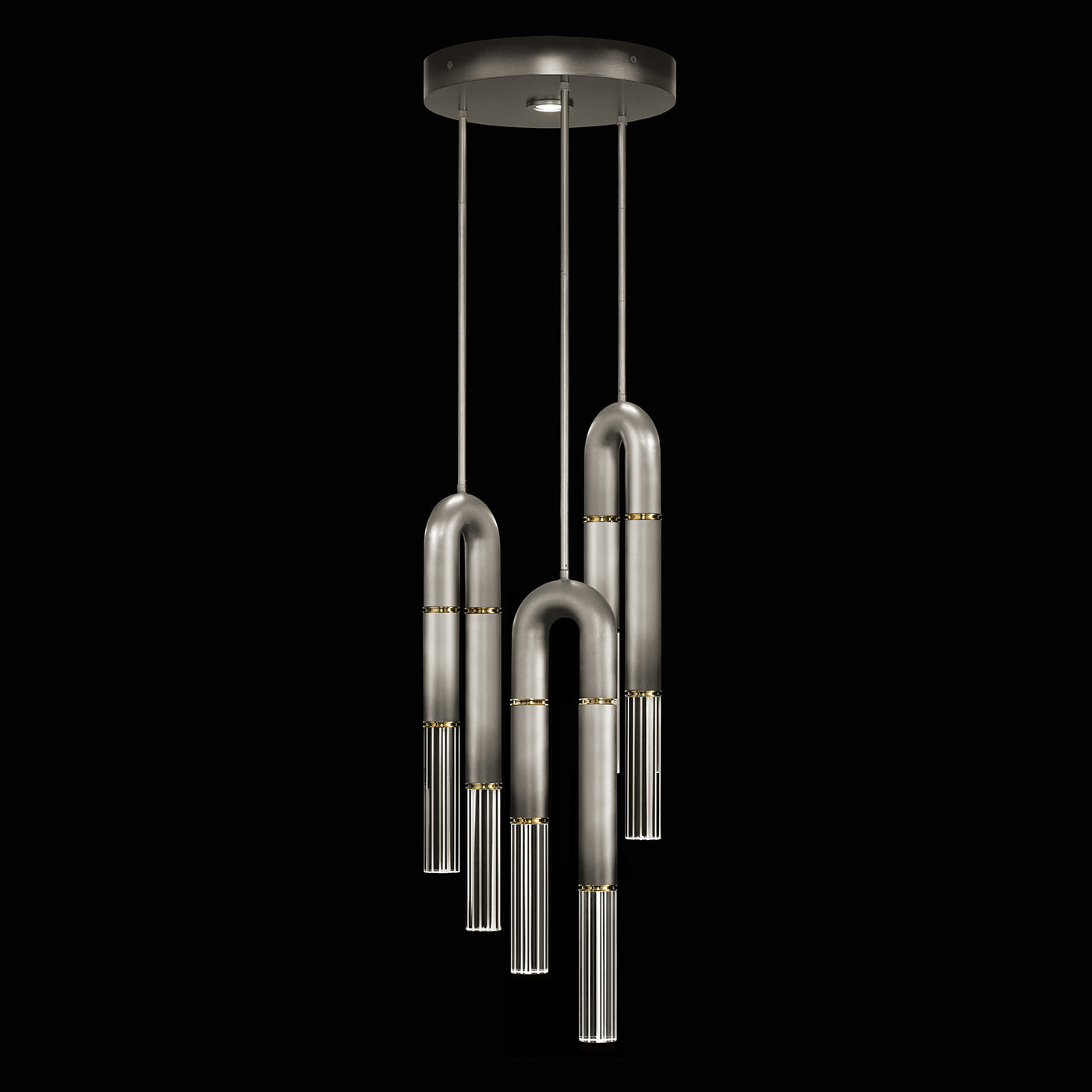 16-Inch Triple-Drop Round Pendant Light / Ombre Bronze/Smoke / Nickel