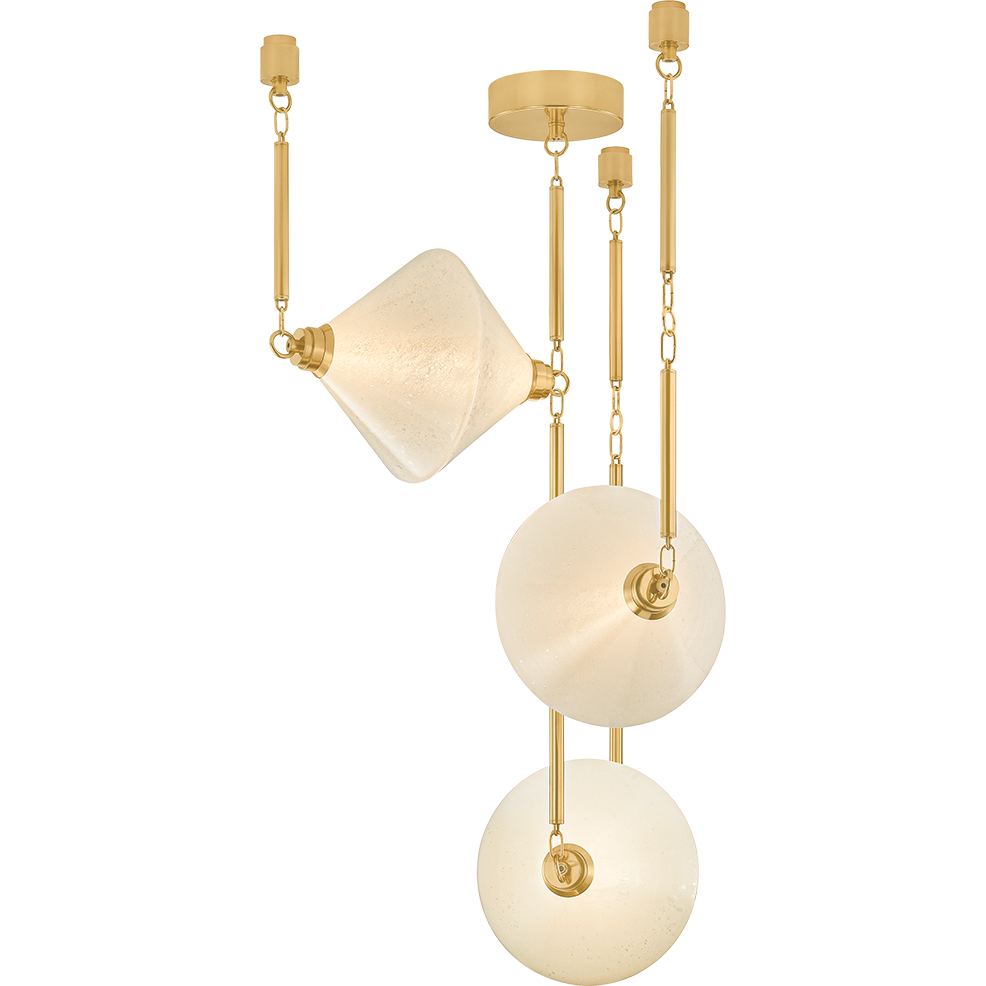 3-Light Seedy Glass Brass Chandelier / Default Title