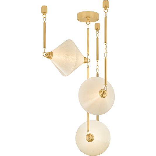 3-Light Seedy Glass Brass Chandelier / Default Title