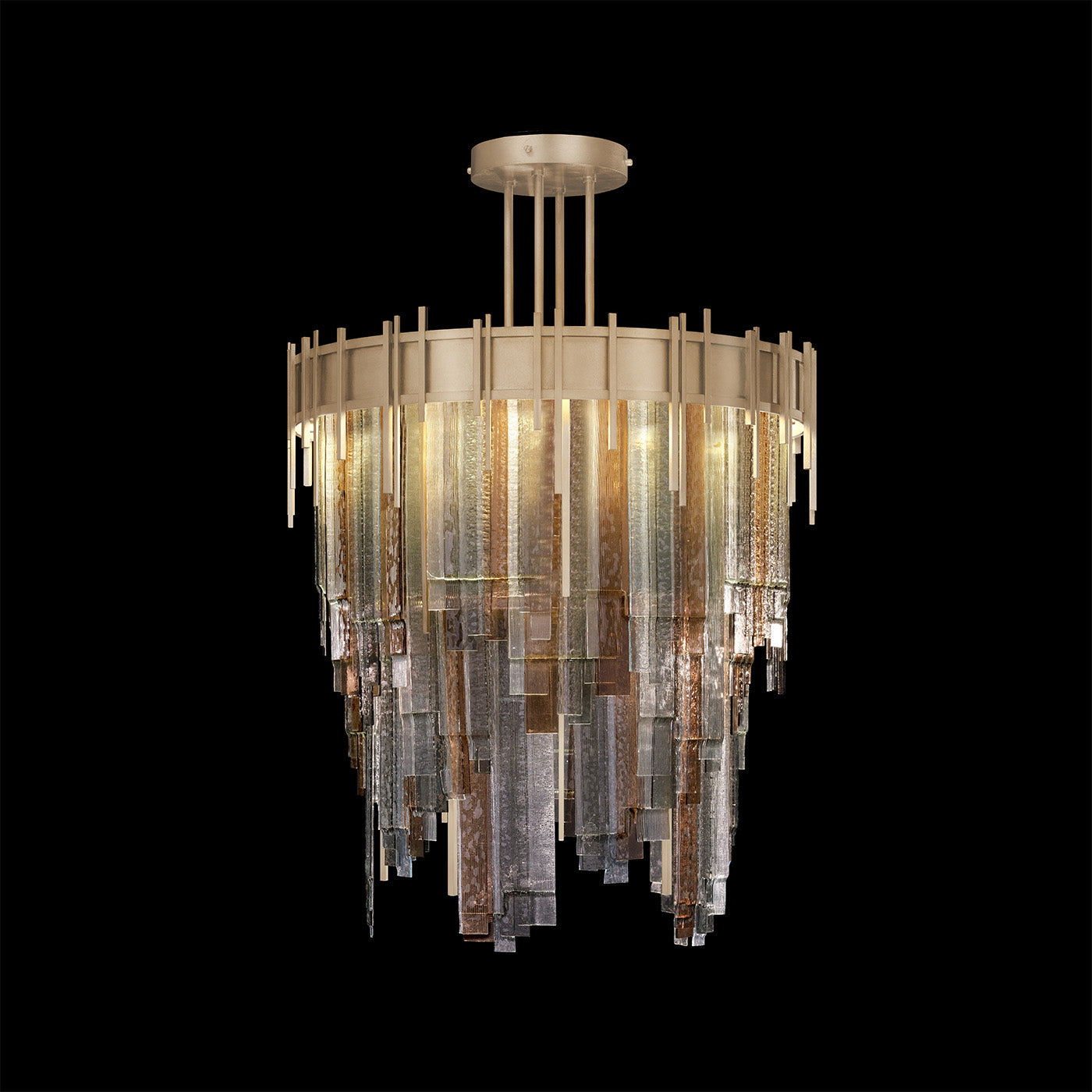 30.25-Inch Cascading Glass Pendant Light / Soft Gold / Multi-Tone