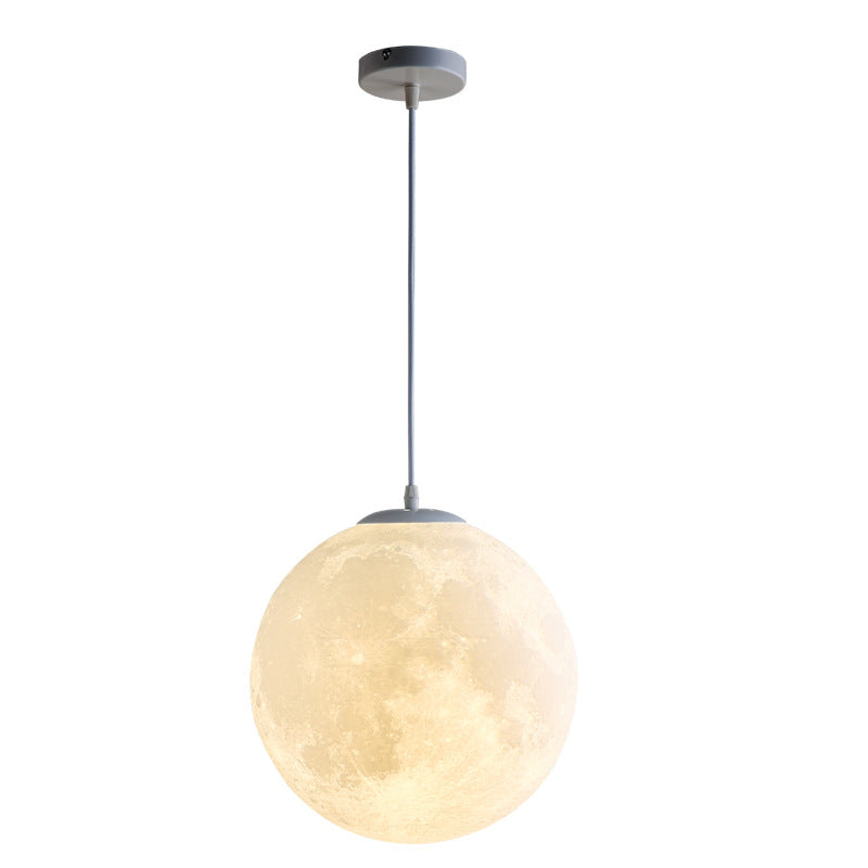 3D Moon LED Pendant Light / White / 35cm