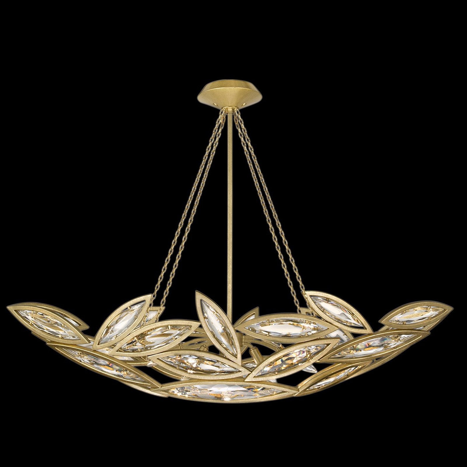 50-Inch Faceted Crystal Oblong Pendant / Gold