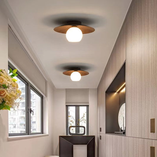 5W Chinese-Style Entrance Ceiling Light / Black Walnut / 5W White Light Bulb