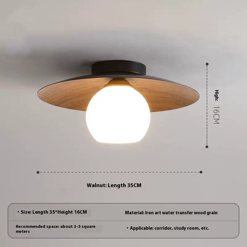 5W Chinese-Style Entrance Ceiling Light / Black Walnut / 5W Warm Light Bulb