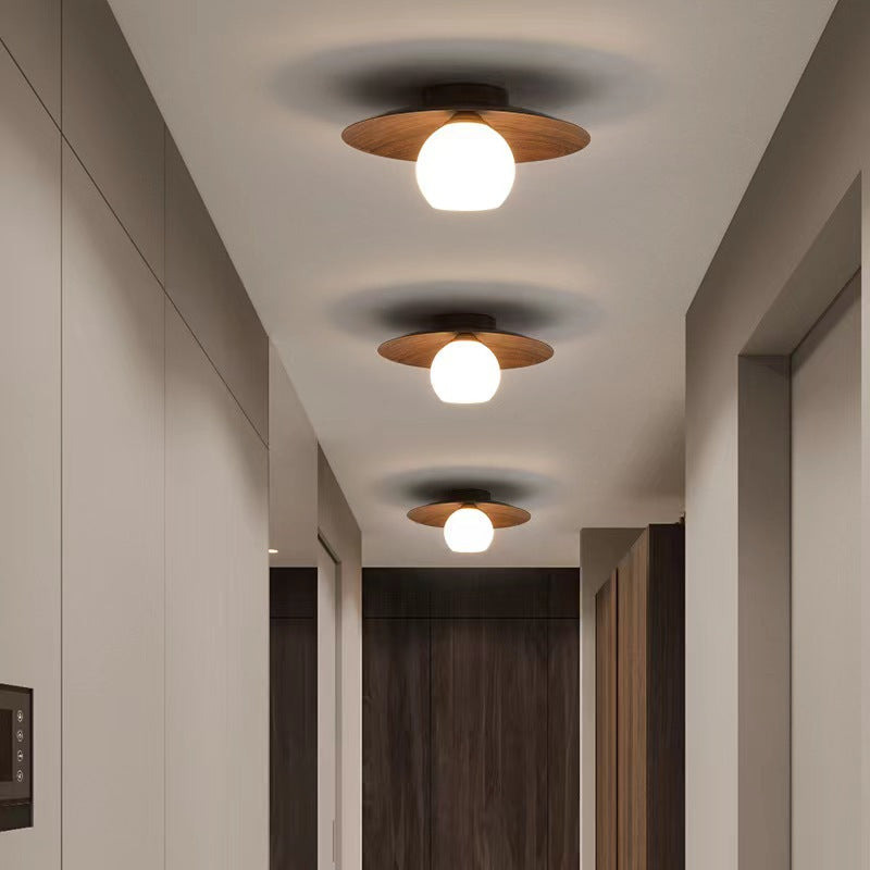 5W Chinese-Style Entrance Ceiling Light / Black Walnut / 5W Neutral Light Bulb