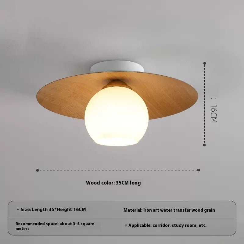 5W Chinese-Style Entrance Ceiling Light / Black Walnut / 5W3 Colored Light Bulb