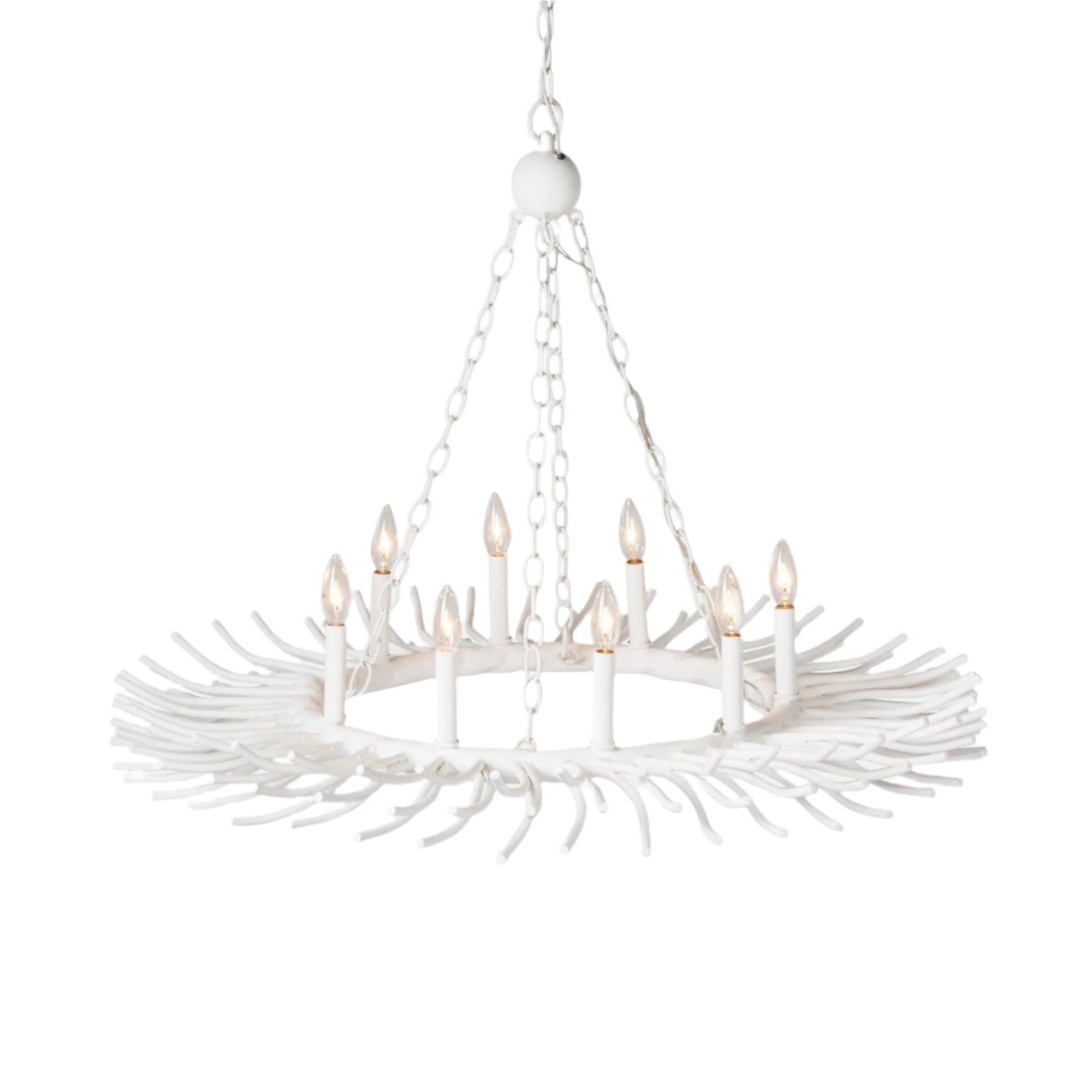 8-Light Gold or White Chandelier / White Gesso