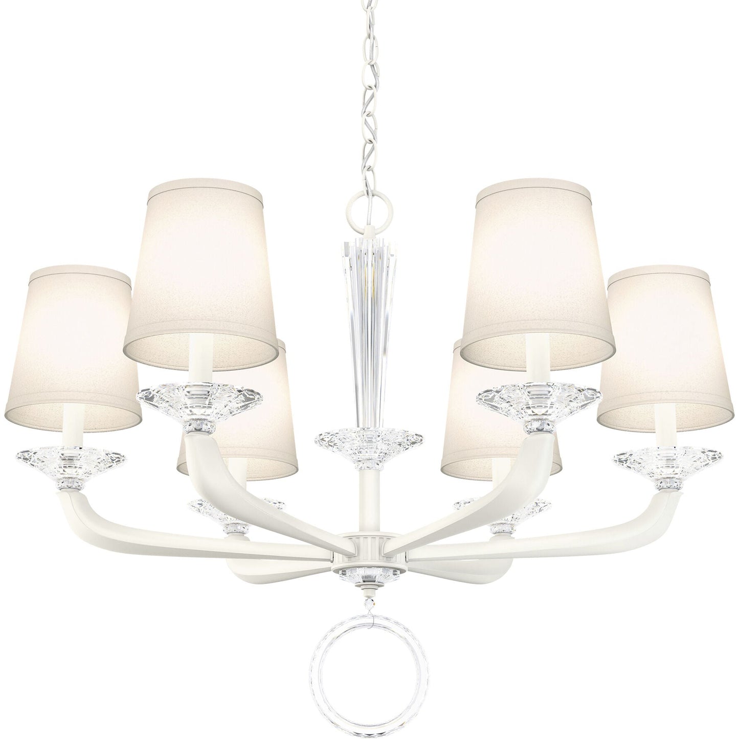 Cast-Arm Optic Crystal Chandelier / White