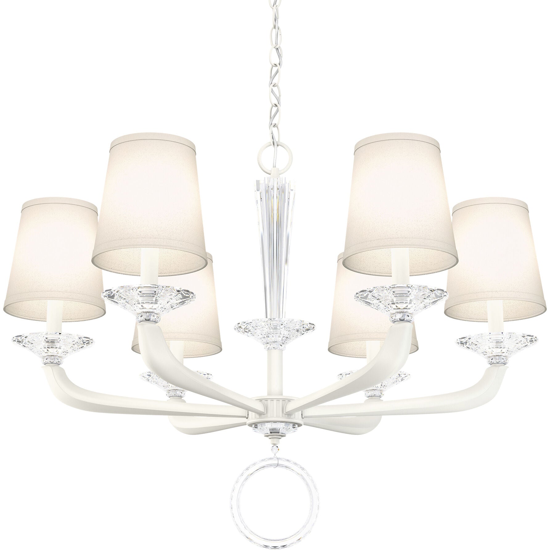 Cast-Arm Optic Crystal Chandelier / White