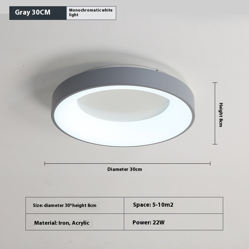 Minimalist Iron Acrylic Bedroom Ceiling Light / Gray 30cm White Light