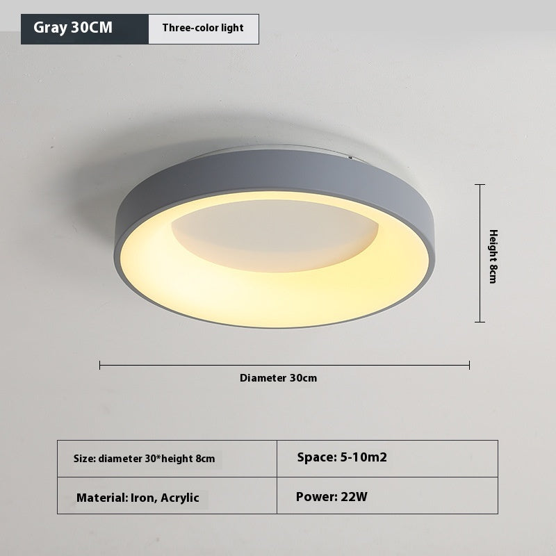 Minimalist Iron Acrylic Bedroom Ceiling Light / Gray 30cm Three Colors