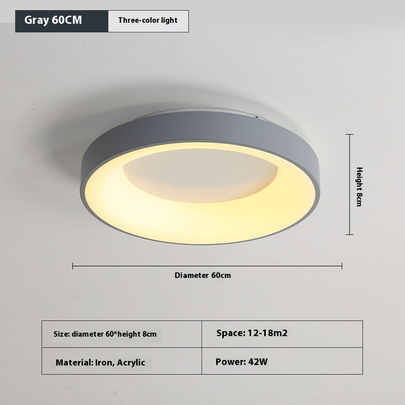 Minimalist Iron Acrylic Bedroom Ceiling Light / Gray 40cm Warm Light