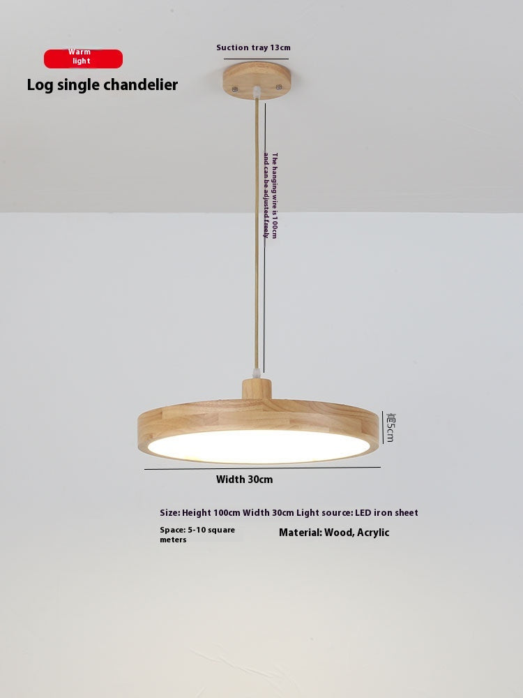 Round Wood LED Pendant Light / 30cm White Light 28W