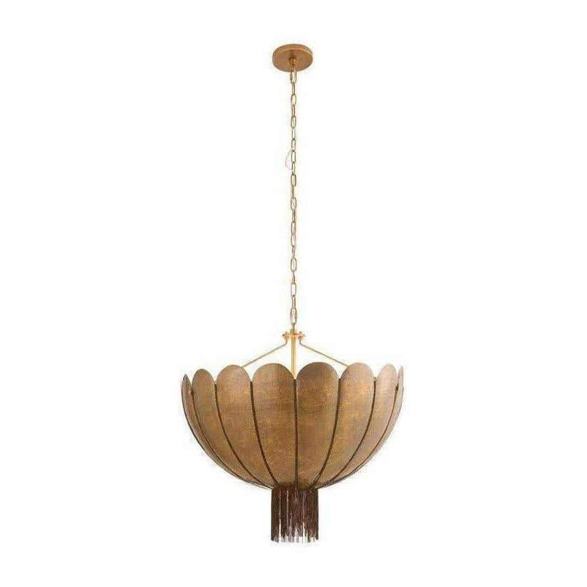 Scalloped Antique Brass Bowl Chandelier
