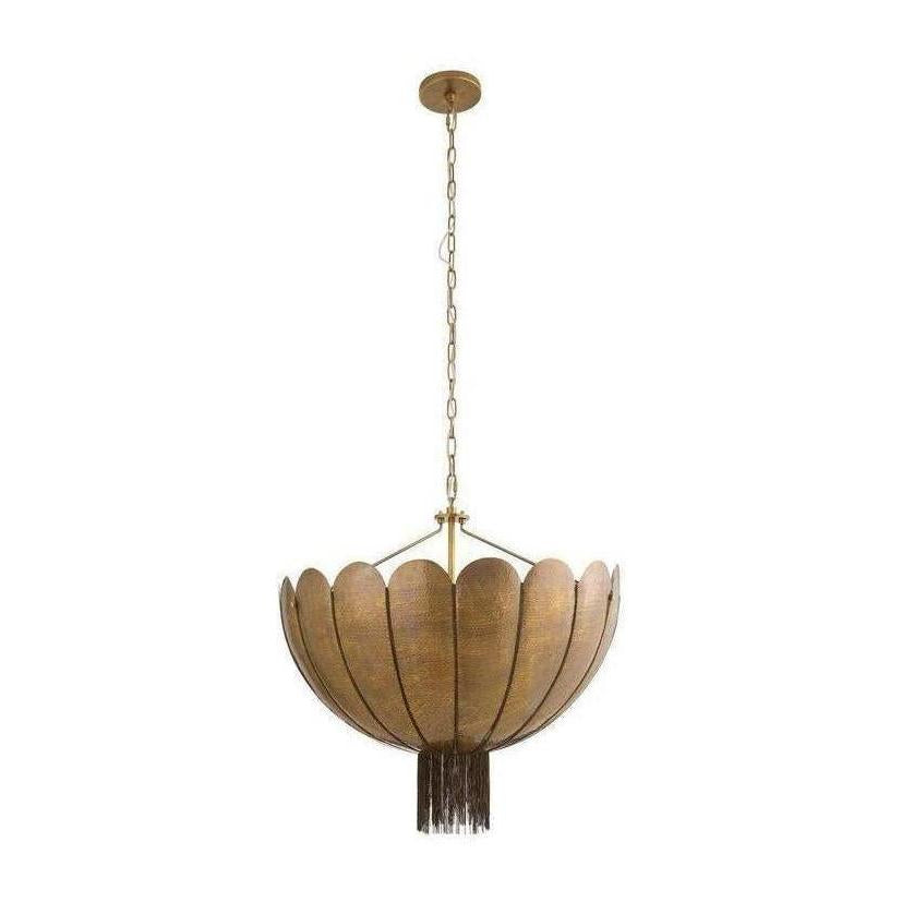 Scalloped Antique Brass Bowl Chandelier