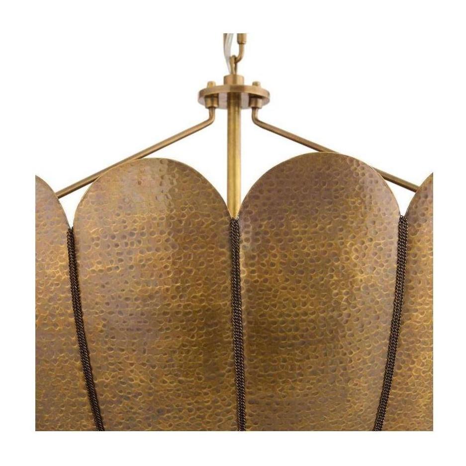 Scalloped Antique Brass Bowl Chandelier