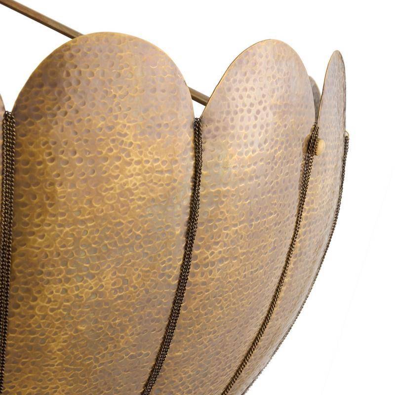 Scalloped Antique Brass Bowl Chandelier