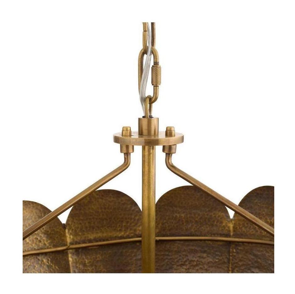 Scalloped Antique Brass Bowl Chandelier