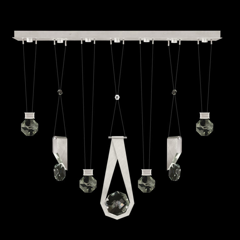 Seven-Drop Faceted Crystal LED Pendant / Gold