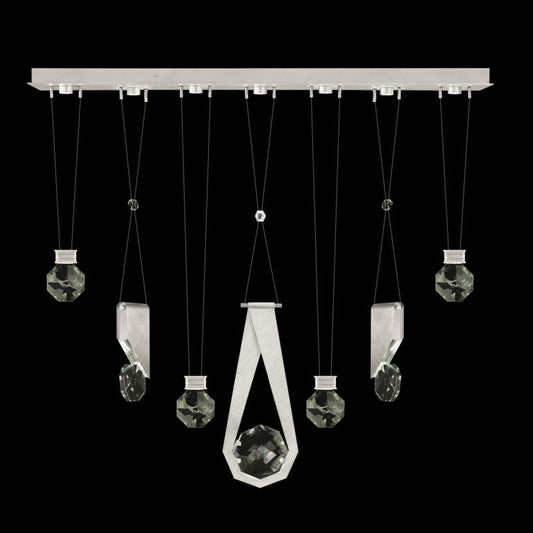 Seven-Drop Faceted Crystal LED Pendant / Gold